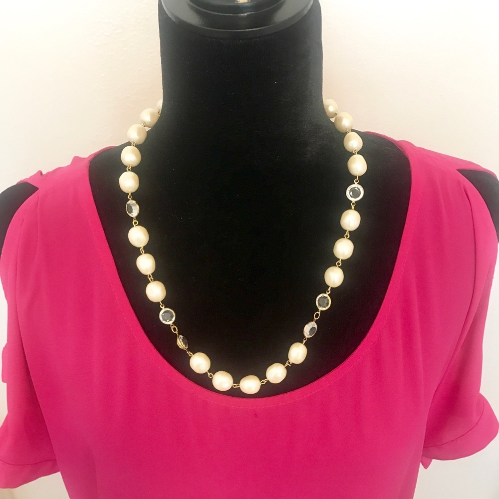 Faux Pearl and Gold Necklace